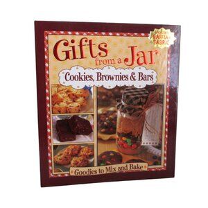 Gifts From A Jar Cookies Brownies & Bars Cookbook with Fabric and Raffia